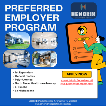 Preferred employer program - waived app & admin fee & $250 off first month's rent